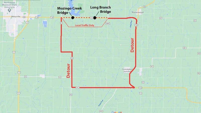 U.S. Highway 136 detour